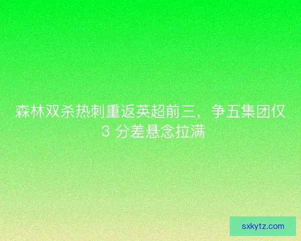 森林双杀热刺重返英超前三，争五集团仅 3 分差悬念拉满