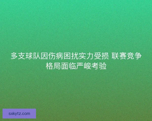 多支球队因伤病困扰实力受损 联赛竞争格局面临严峻考验