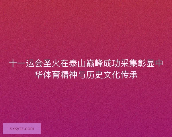 十一运会圣火在泰山巅峰成功采集彰显中华体育精神与历史文化传承
